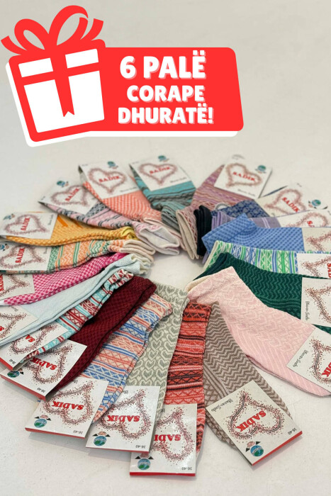 T-SHIRT ME TEKSTURE DHE JAKE POLO PER FEMRA NE NGJYRE BEZHE + 6 PALE ÇORAPE DHURATE - 5