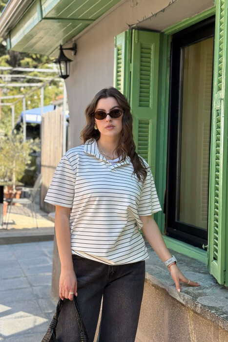 T-SHIRT ME VIJA ME JAKE POLO PER FEMRA + 6 PALE CORAPE DHURATE NE NGJYRE TE BARDHE - 1