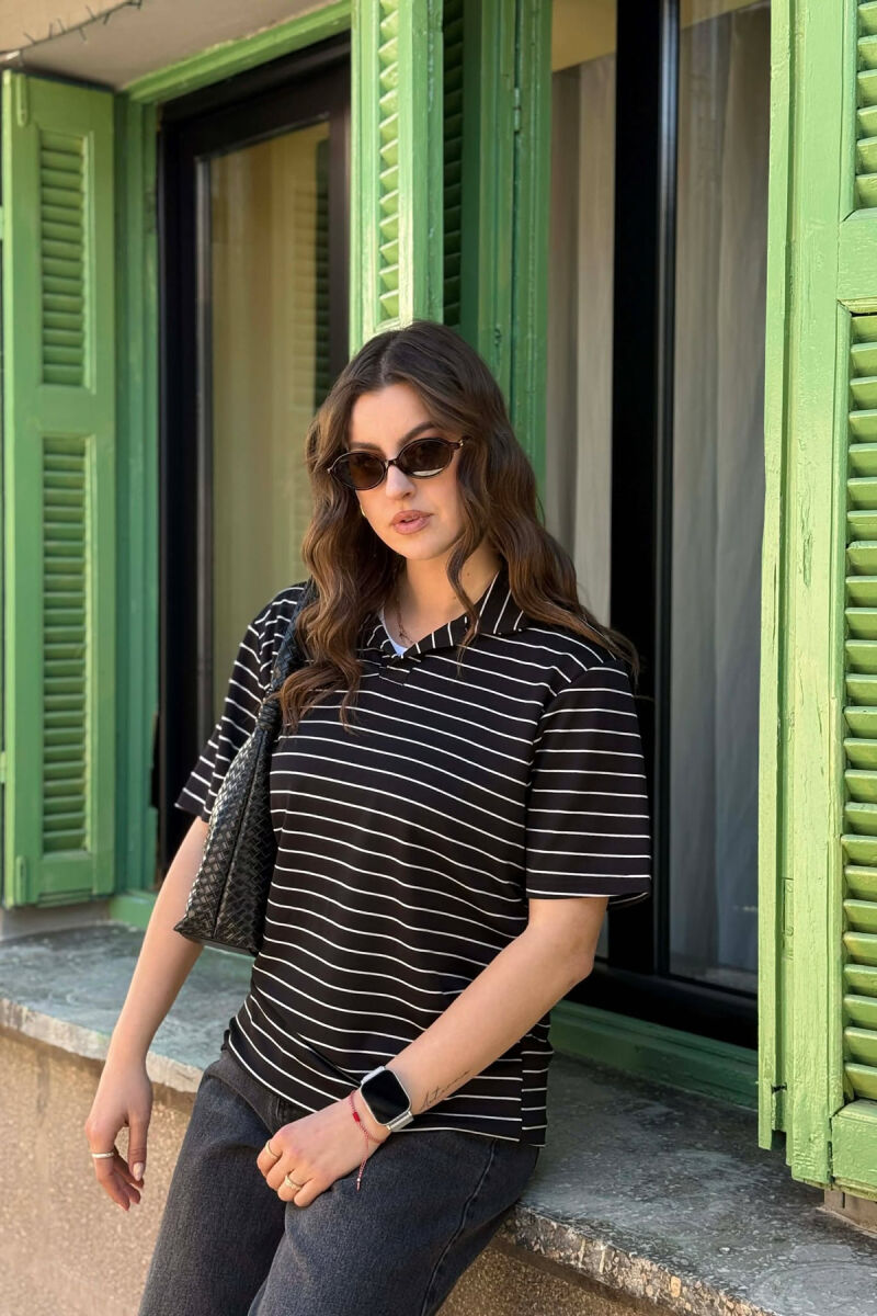 T-SHIRT ME VIJA ME JAKE POLO PER FEMRA + 6 PALE CORAPE DHURATE NE NGJYRE TE ZEZE - 4
