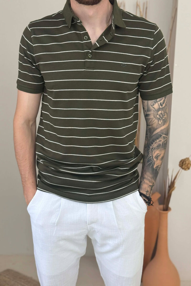 T-SHIRT ME VIJA ME JAKE POLO PER MESHKUJ NE NGJYRE JESHILE - 3