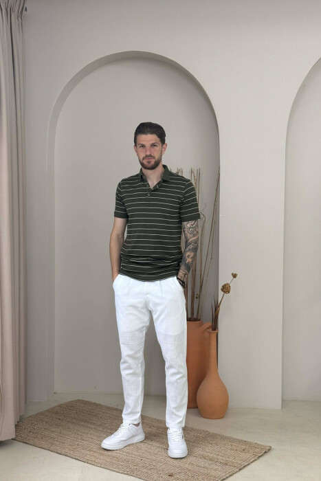 T-SHIRT ME VIJA ME JAKE POLO PER MESHKUJ NE NGJYRE JESHILE - 4