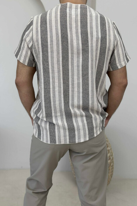 T-SHIRT ME VIJA ME LOGON E ARUSHIT PËR MESHKUJ NË NGJYRËN KAFE E ZBARDHUR - 3