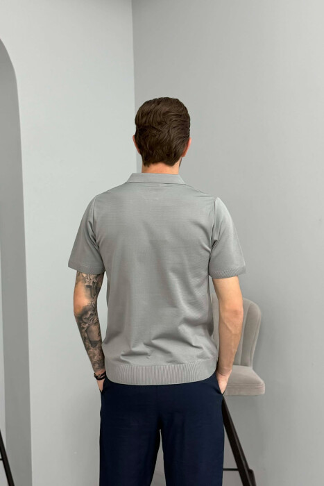 T-SHIRT NJE NGJYRESH DHE JAKE ME ZINXHIR PER MESHKUJ NE NGJYRE GRI - 5