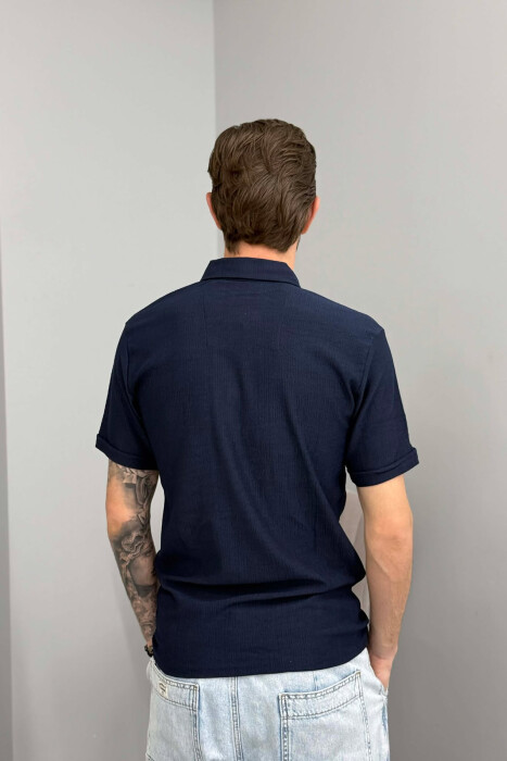 T-SHIRT NJE NGJYRESH I THJESHTE PER MESHKUJ NE NGJYRE BLU - 5