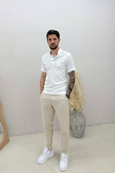 T-SHIRT NJE NGJYRESH I THJESHTE PER MESHKUJ NE NGJYRE TE BARDHE - 3