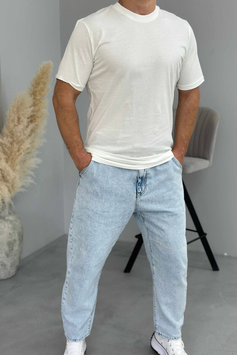 T-SHIRT NJË NGJYRËSH I THJESHTË PËR MESHKUJ NË NGJYRËN E BARDHË - 1