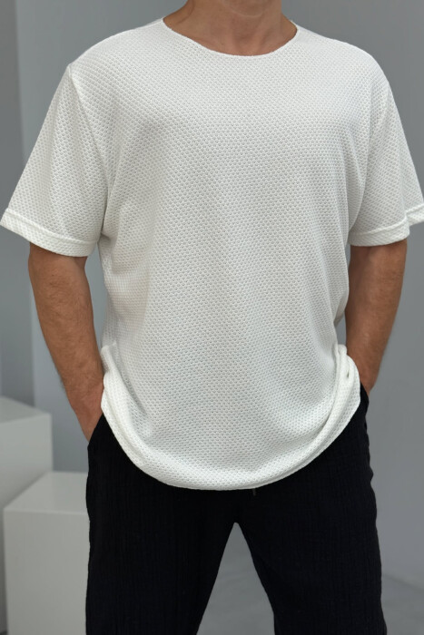 T-SHIRT I THJESHTË NJË NGJYRËSH PËR MESHKUJ NË NGJYRËN E BARDHË - 2