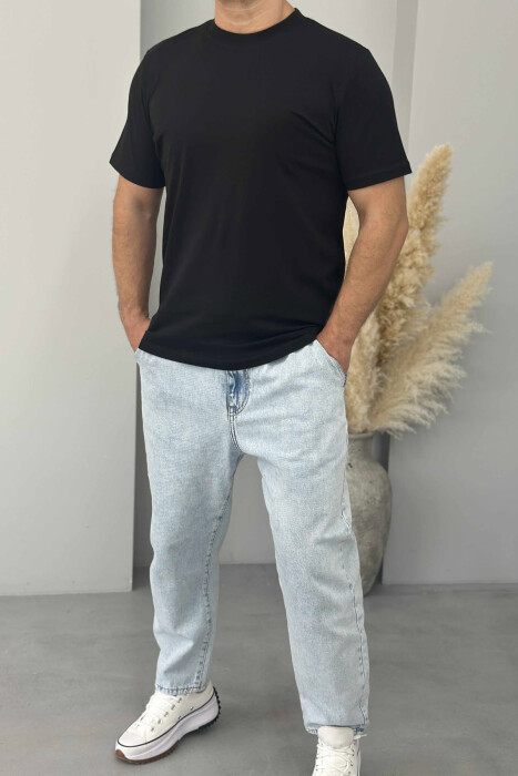 T-SHIRT NJË NGJYRËSH I THJESHTË PËR MESHKUJ NË NGJYRËN E ZEZË - 2