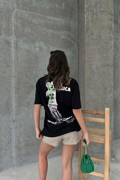 T-SHIRT NJE NGJYRESH ME DIZAJN PARA & PAS PER FEMRA NE NGJYRE TE ZEZE - 2