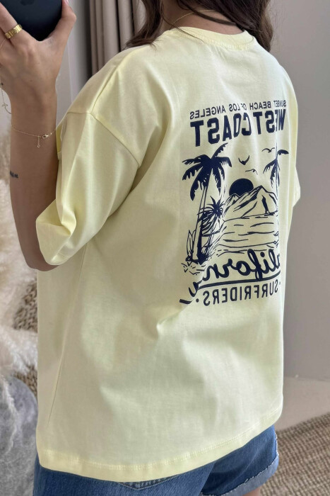 T-SHIRT NJË NGJYRËSH ME DIZAJN PËR FEMRA NË NGJYRËN E VERDHË - 3