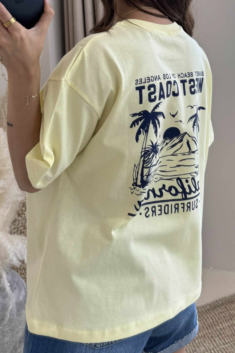T-SHIRT NJË NGJYRËSH ME DIZAJN PËR FEMRA NË NGJYRËN E VERDHË - 3