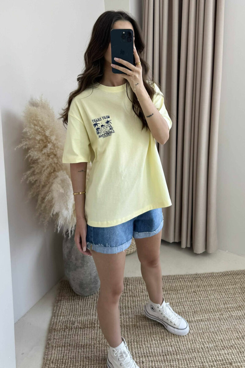 T-SHIRT NJË NGJYRËSH ME DIZAJN PËR FEMRA NË NGJYRËN E VERDHË - 4