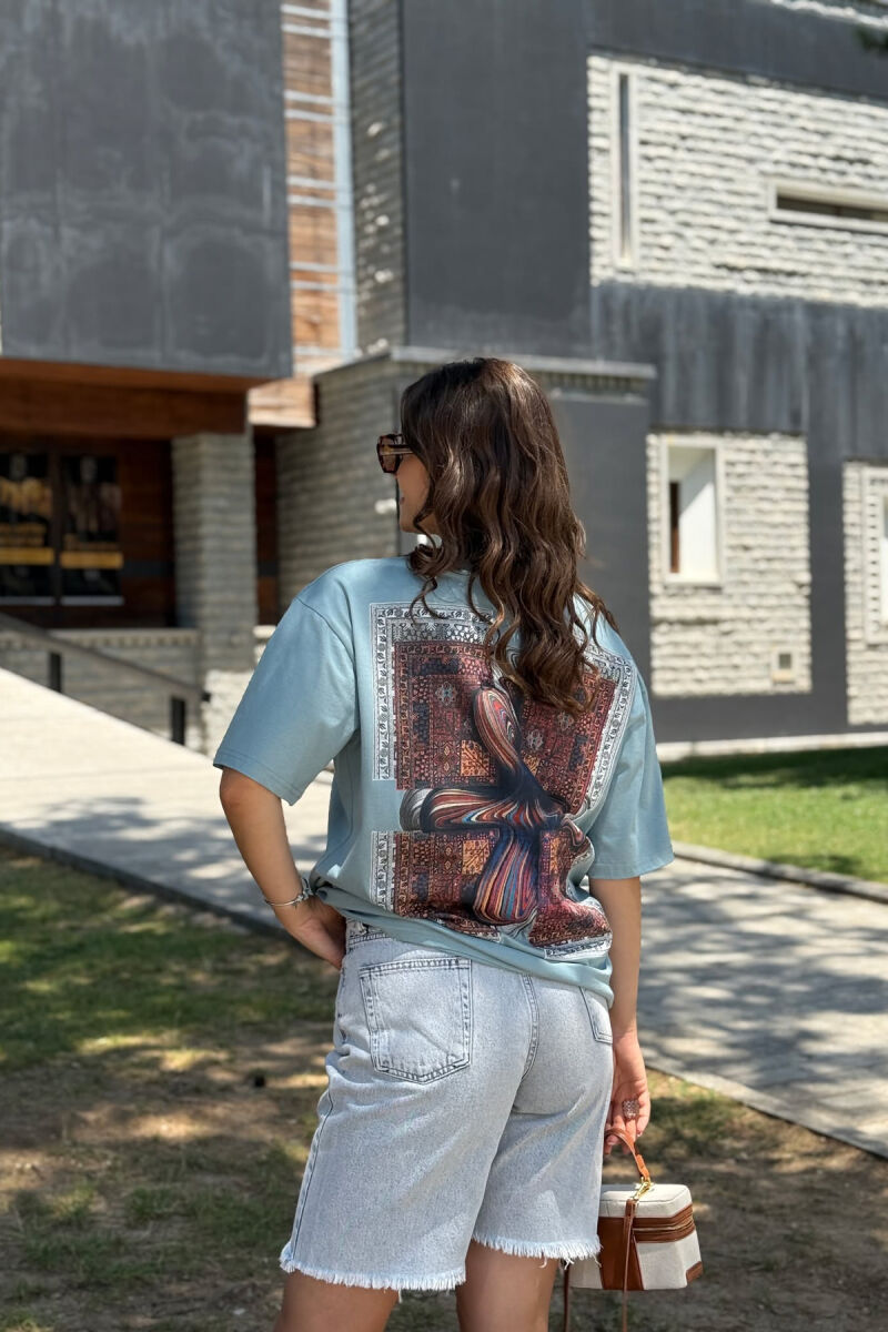 T-SHIRT NJË NGJYRËSH ME DIZAJN PËR FEMRA NË NGJYRËN MENTE - 4