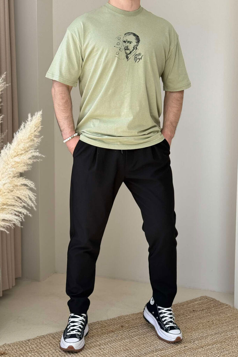 T-SHIRT NJË NGJYRËSH ME DIZAJN PËR MESHKUJ NË NGJYRËN MENTE - 3