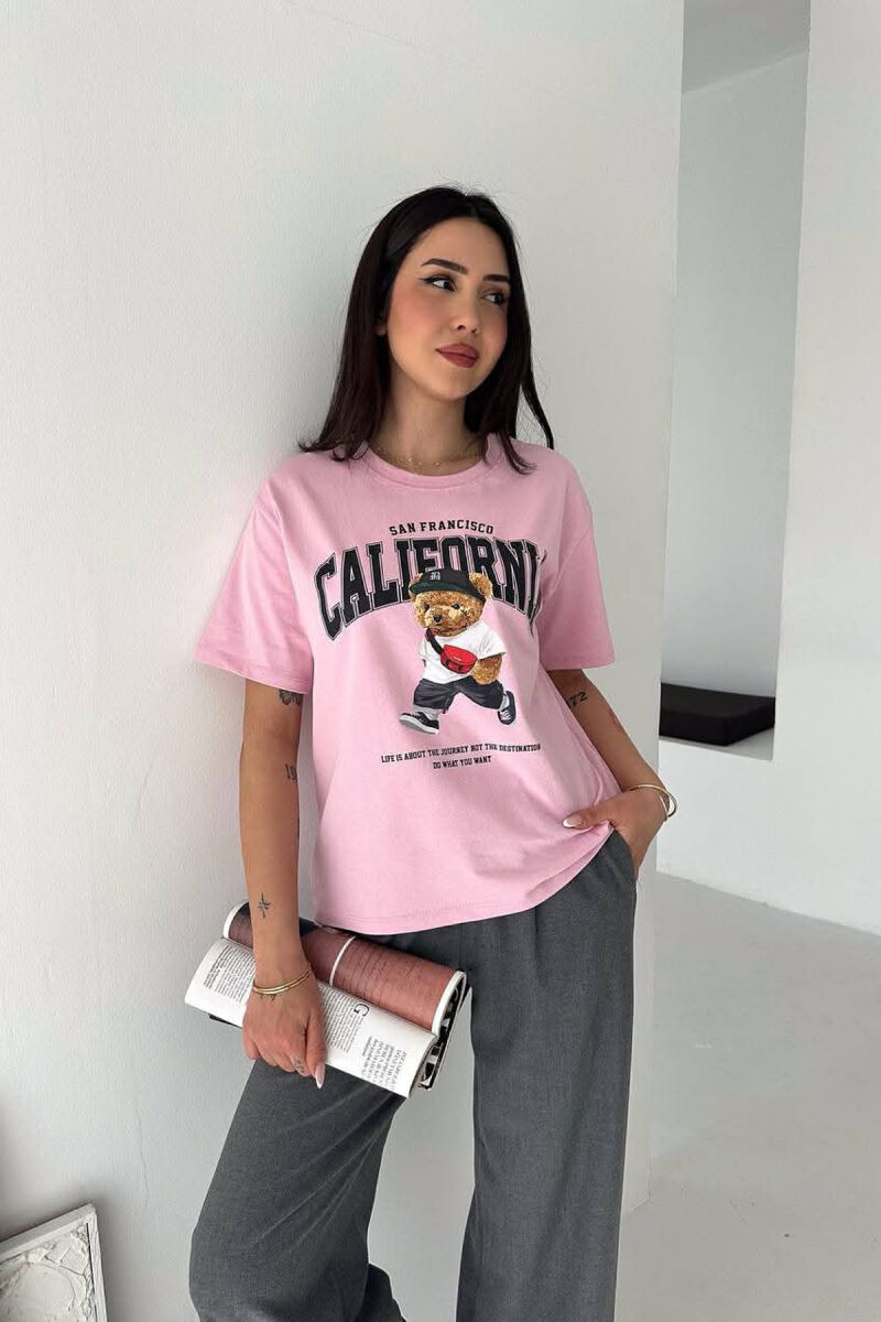 T-SHIRT NJE NGJYRESH ME IMAZH ARUSHI PER FEMRA NE NGJYRE ROZE - 1