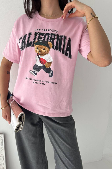 T-SHIRT NJE NGJYRESH ME IMAZH ARUSHI PER FEMRA NE NGJYRE ROZE - 3