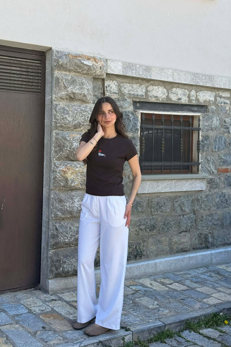 T-SHIRT NJE NGJYRESH ME IMAZH NE PJESEN PARA PER FEMRA NE NGJYRE KAFE TE ERRET - 1