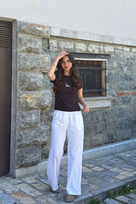 T-SHIRT NJE NGJYRESH ME IMAZH NE PJESEN PARA PER FEMRA NE NGJYRE KAFE TE ERRET - 5