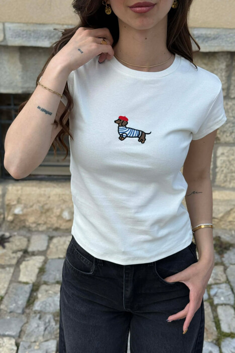 T-SHIRT NJE NGJYRESH ME IMAZH NE PJESEN PARA PER FEMRA NE NGJYRE TE BARDHE - 3