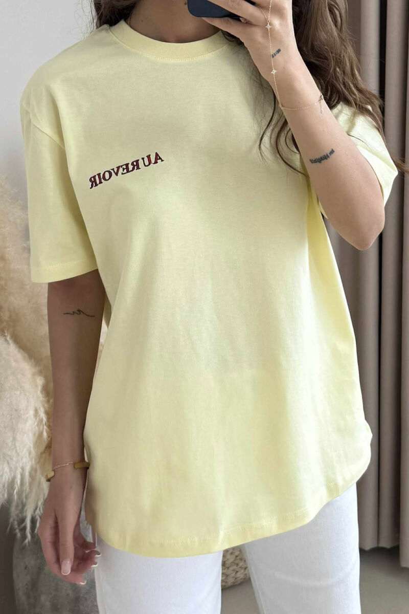 T-SHIRT NJË NGJYRËSH ME IMAZH PËR FEMRA NË NGJYRËN E VERDHË - 3
