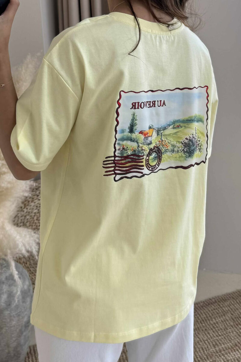 T-SHIRT NJË NGJYRËSH ME IMAZH PËR FEMRA NË NGJYRËN E VERDHË - 4