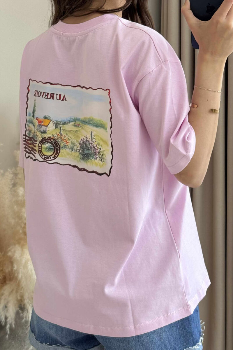 T-SHIRT NJË NGJYRËSH ME IMAZH PËR FEMRA NË NGJYRËN ROZË - 2