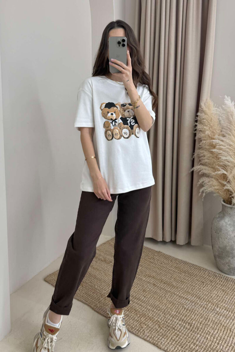 T-SHIRT NJË NGJYRËSH ME IMAZHIN E ARUSHIT PËR FEMRA NË NGJYRËN E BARDHË - 2