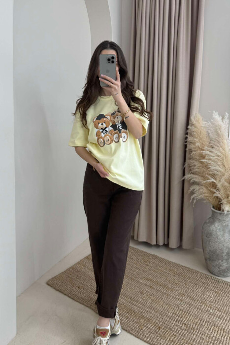T-SHIRT NJË NGJYRËSH ME IMAZHIN E ARUSHIT PËR FEMRA NË NGJYRËN E VERDHË - 2