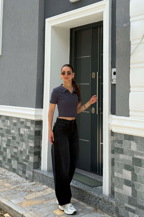 T-SHIRT NJE NGJYRESH ME JAKE POLO PER FEMRA NE NGJYRE GRI - KLAUDIO FASHION