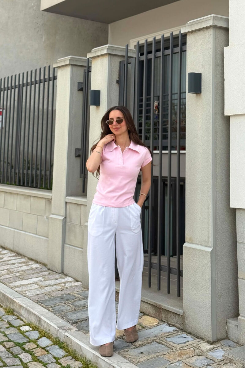 T-SHIRT NJE NGJYRESH ME JAKE POLO PER FEMRA NE NGJYRE ROZE - 2