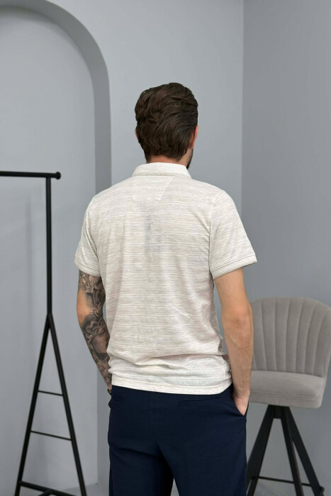 T-SHIRT NJE NGJYRESH ME JAKE POLO PER MESHKUJ NE NGJYRE BEZHE - 2