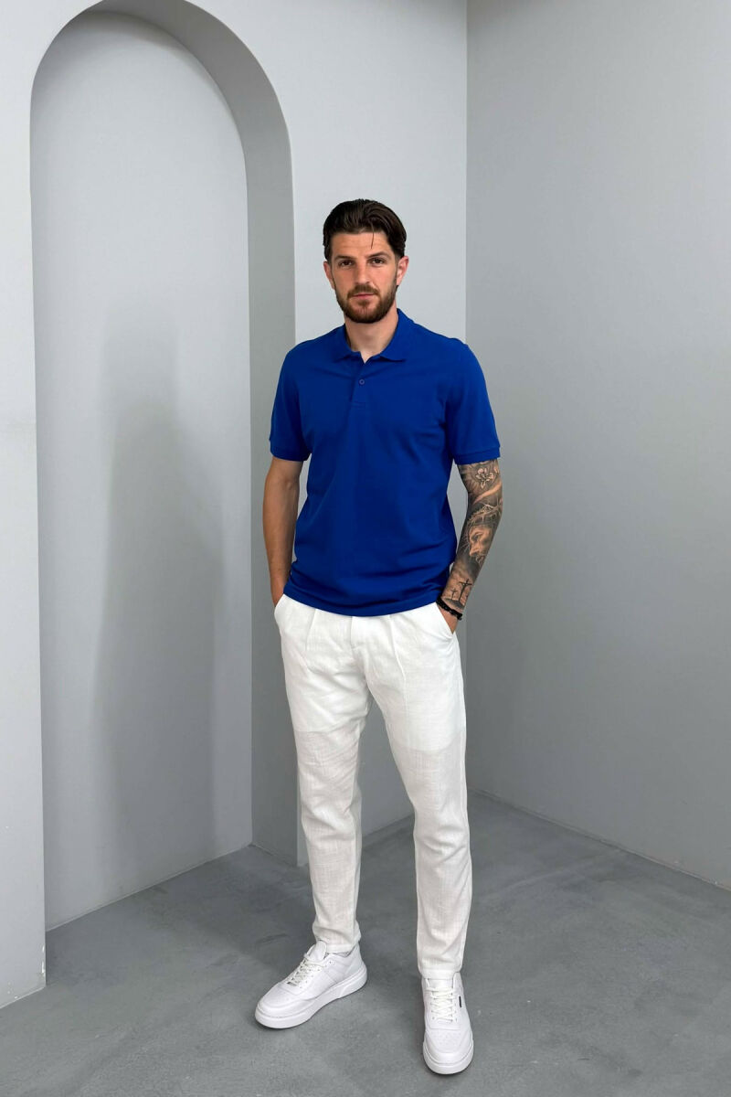 T-SHIRT NJE NGJYRESH ME JAKE POLO PER MESHKUJ NE NGJYRE BLU ELEKTRIKE - 3