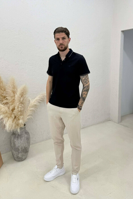 T-SHIRT NJE NGJYRESH ME JAKE POLO PER MESHKUJ NE NGJYRE BLU TE ERRET - 3