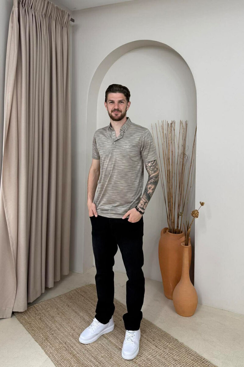 T-SHIRT NJE NGJYRESH ME JAKE POLO PER MESHKUJ NE NGJYRE GRI - 4