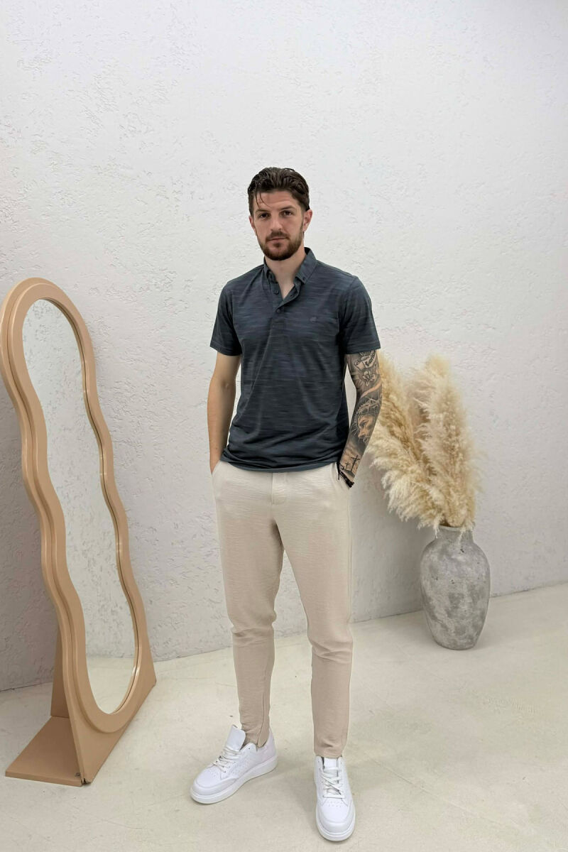 T-SHIRT NJE NGJYRESH ME JAKE POLO PER MESHKUJ NE NGJYRE GRI TE ERRET - 3