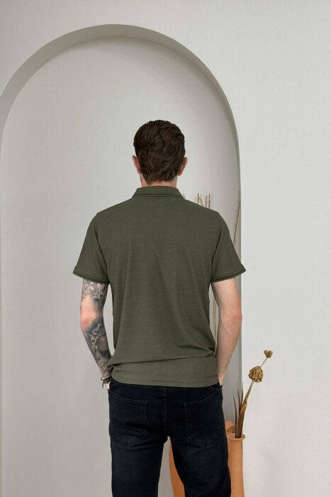 T-SHIRT NJE NGJYRESH ME JAKE POLO PER MESHKUJ NE NGJYRE JESHILE - 4