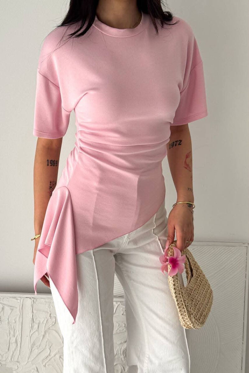T-SHIRT NJE NGJYRESH ME JAKE TE RRUMBULLAKET PER FEMRA NE NGJYRE ROZE - 4