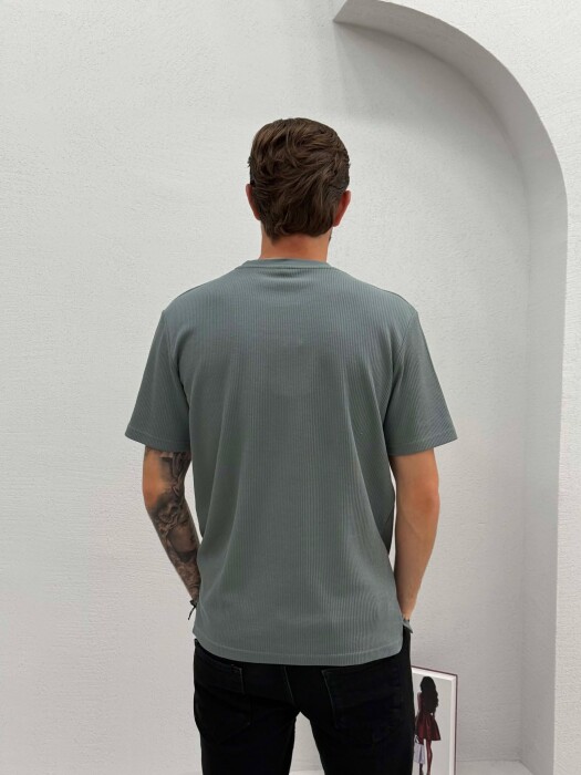 T-SHIRT ME JAKE TE RRUMBULLAKET PER MESHKUJ NE NGJYRE GRI TE ERRET - 2