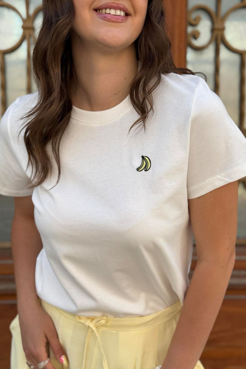 T-SHIRT NJË NGJYRËSH ME LOGON E BANANES PËR FEMRA NË NGJYRËN E BARDHË - 3