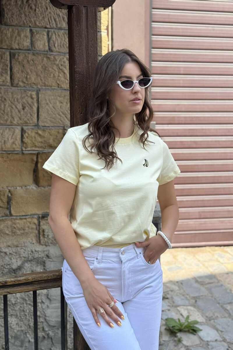 T-SHIRT NJË NGJYRËSH ME LOGON E BANANES PËR FEMRA NË NGJYRËN E VERDHË - 3