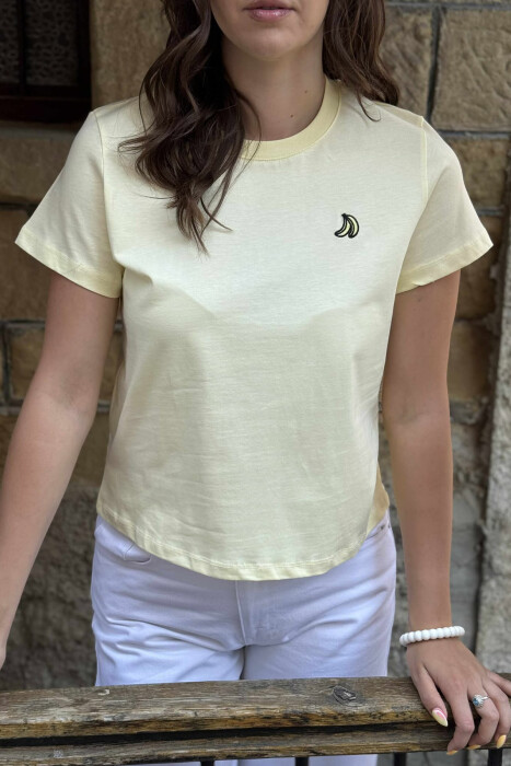 T-SHIRT NJË NGJYRËSH ME LOGON E BANANES PËR FEMRA NË NGJYRËN E VERDHË - 4
