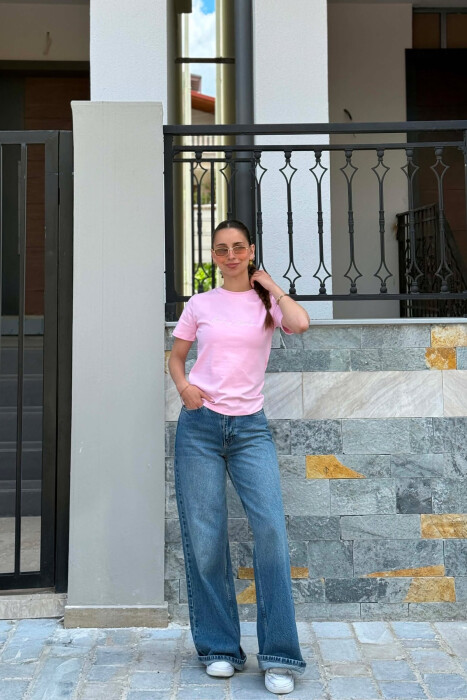 T-SHIRT NJE NGJYRESH ME SHKRIME NE PJESEN PARA PER FEMRA NE NGJYRE ROZE - 2