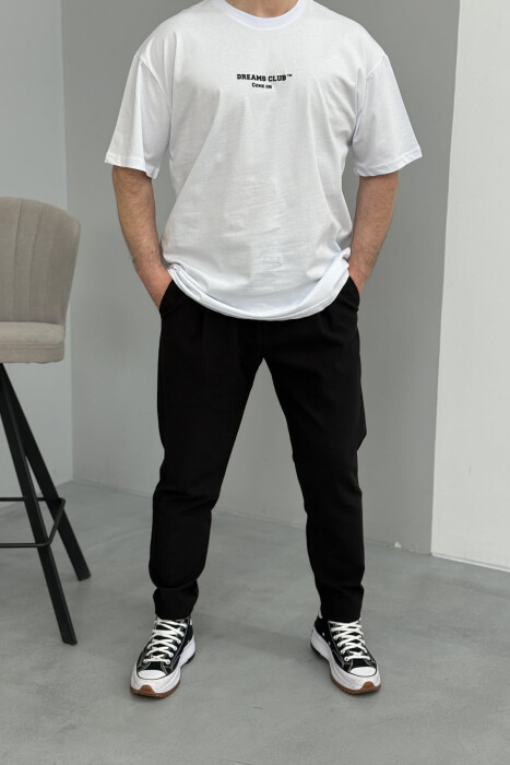 T-SHIRT NJË NGJYRËSH ME SHKRIME PËR MESHKUJ NË NGJYRËN E BARDHË - 2