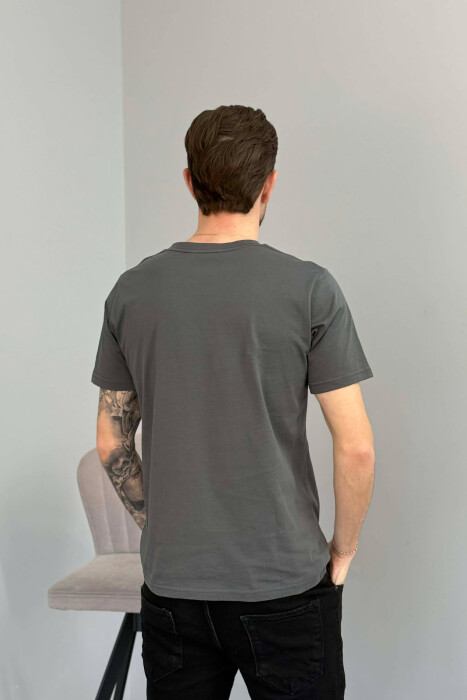 T-SHIRT NJE NGJYRESH ME SHKRIME TE THJESHTA PER MESHKUJ NE NGJYRE GRI - 4