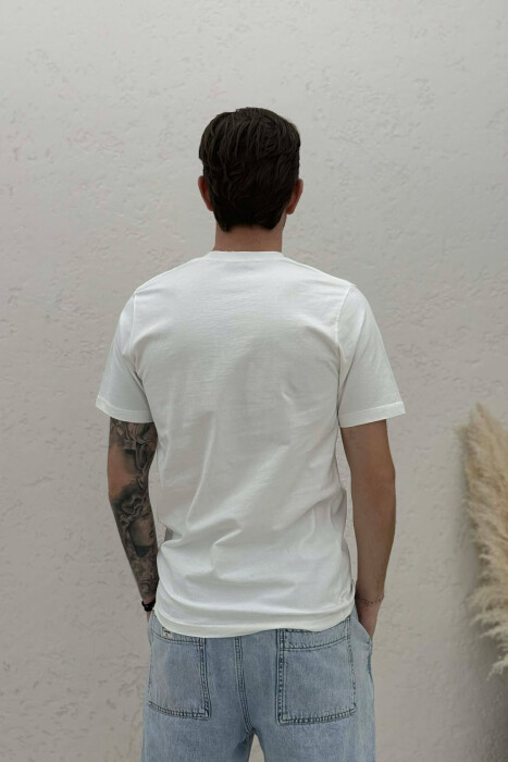 T-SHIRT NJE NGJYRESH ME SHKRIME TE THJESHTA PER MESHKUJ NE NGJYRE KREM - 4