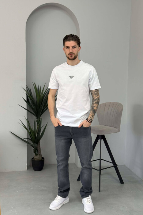 T-SHIRT NJE NGJYRESH ME SHKRIME TE THJESHTA PER MESHKUJ NE NGJYRE TE BARDHE - 3