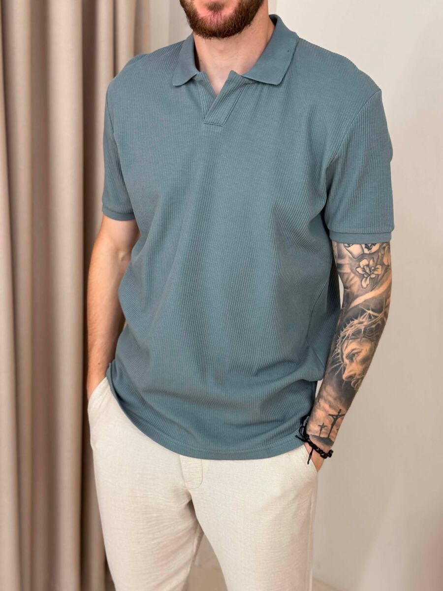 T-SHIRT NJE NGJYRESH ME TEKSTURE PER MESHKUJ NE NGJYRE GRI - 4