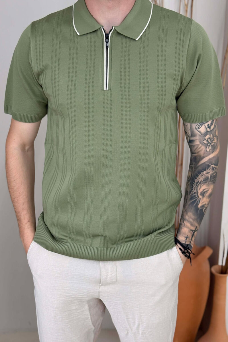 T-SHIRT NJE NGJYRESH ME ZNXHIR PER MESHKUJ NE NGJYRE JESHILE - 4