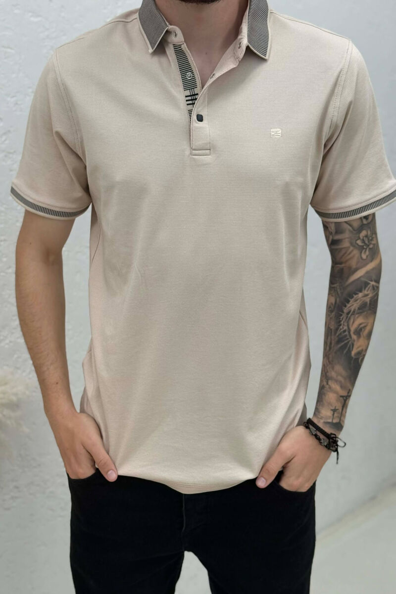 T-SHIRT NJE NGJYRESH PER MESHKUJ NE NGJYRE BEZHE - 2