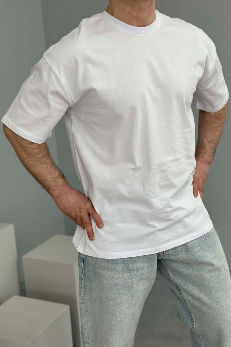 T-SHIRT NJË NGJYRËSH PËR MESHKUJ NË NGJYRËN E BARDHË 